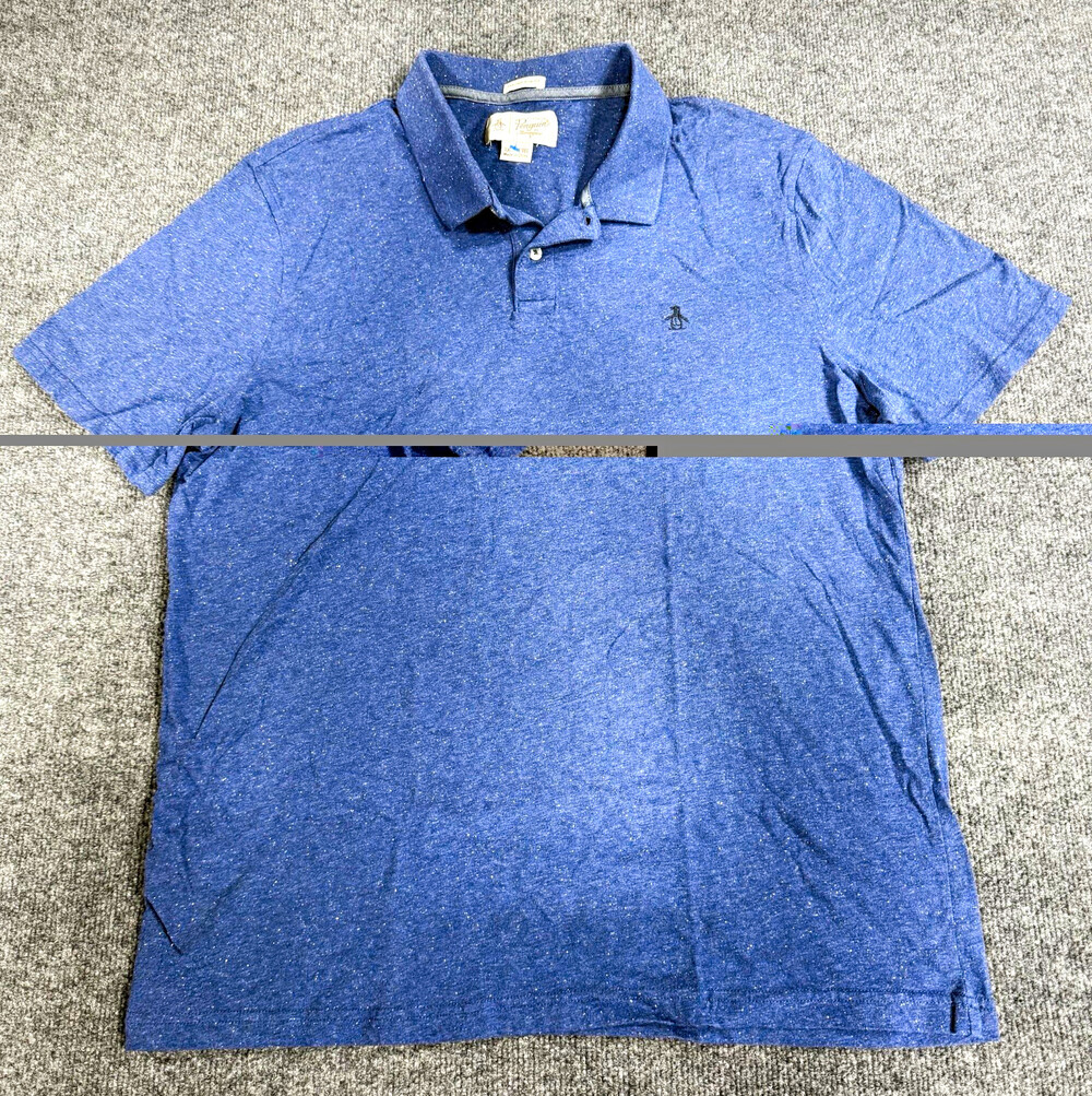 Original Penguin Heritage Slim Fit Mens XXL Blue Polo Short Sleeve Cotton Logo